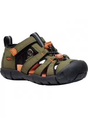 Dětské sandály KEEN SEACAMP II CNX DARK OLIVE/GOLD FLAME
