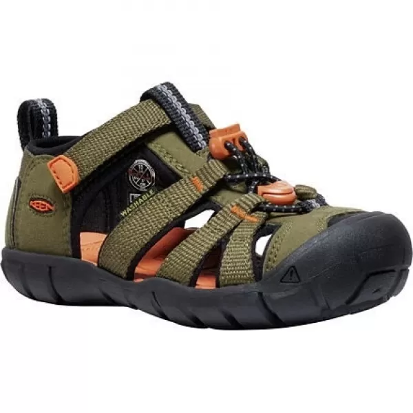  Dětské sandály KEEN SEACAMP II CNX DARK OLIVE/GOLD FLAME 