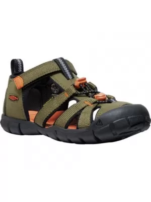 Dětské sandály KEEN SEACAMP II CNX YOUTH DARK OLIVE/GOLD FLAME