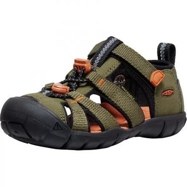  Dětské sandály KEEN SEACAMP II CNX DARK OLIVE/GOLD FLAME 