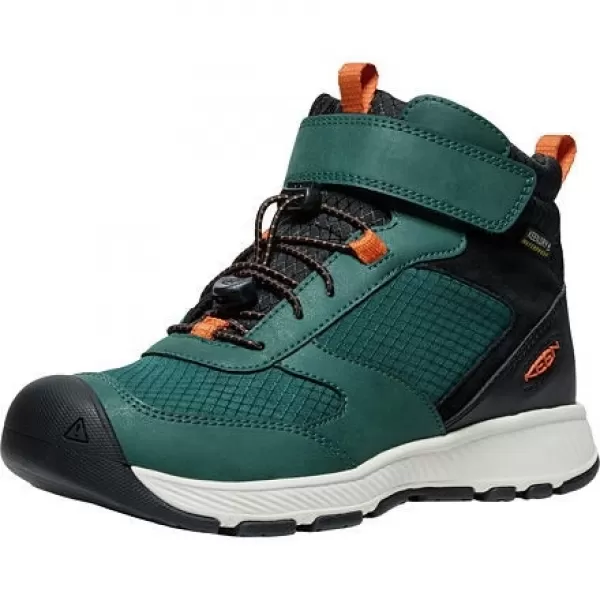 Dětské boty KEEN SKUA MID WP YOUTH PONDEROSA PINE/GOLD FLAME 