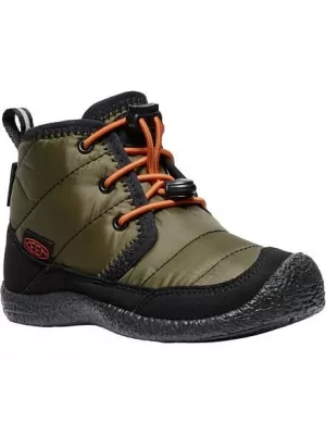Dětské boty KEEN HOWSER II CHUKKA WP DARK OLIVE/GOLD FLAME