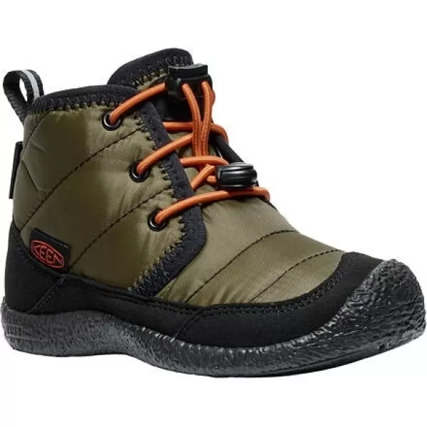  Dětské boty KEEN HOWSER II CHUKKA WP DARK OLIVE/GOLD FLAME 