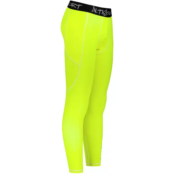  Pánské sportovní legíny dlouhé premium ALTISPORT VOJ/ALM000LEG01 FLUO-YELLOW 