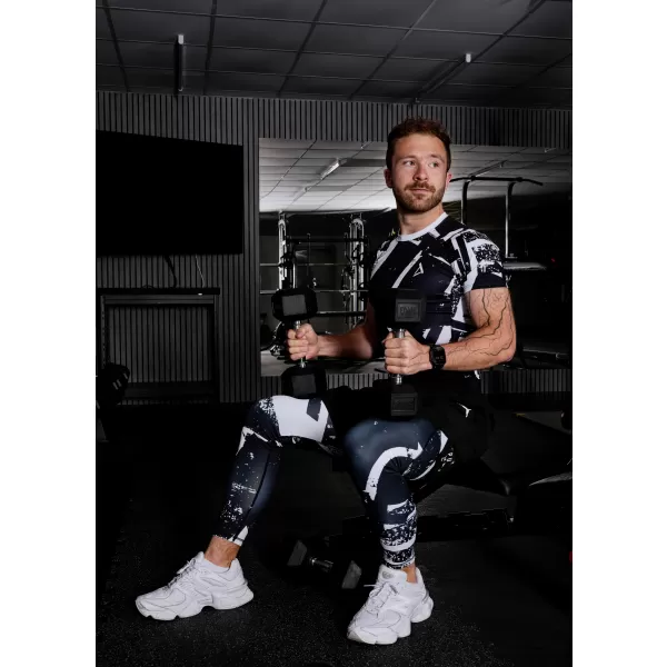  Pánské sportovní legíny dlouhé premium ALTISPORT VOJ/ALM079LEG01 ČERNOBÍLÁ 