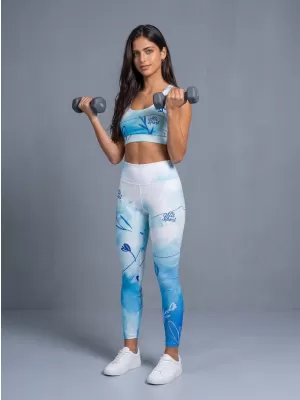 Dámské dlouhé legíny premium ALTISPORT VOJ/ALW083LEG01 BÍLOMODRÁ