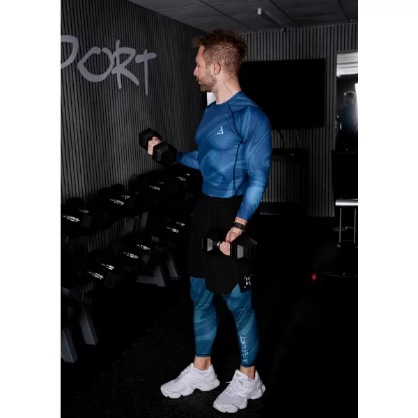  Pánské sportovní legíny dlouhé premium ALTISPORT VOJ/ALM072LEG01 PETROLEJOVÁ 