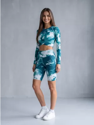 Dámské legíny nad kolena premium ALTISPORT VOJ/ALW066LEG02 ZELENOMODRÁ