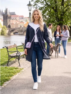 Dámský kardigan premium ALTISPORT VOJ/ALW077MI07 ČERNÁ-FIALOVÁ