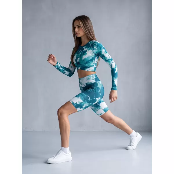  Dámské legíny nad kolena premium ALTISPORT VOJ/ALW066LEG02 ZELENOMODRÁ 