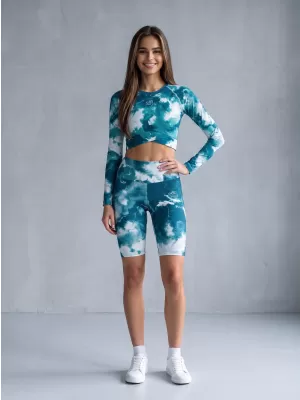 Dámské legíny nad kolena premium ALTISPORT VOJ/ALW066LEG02 ZELENOMODRÁ