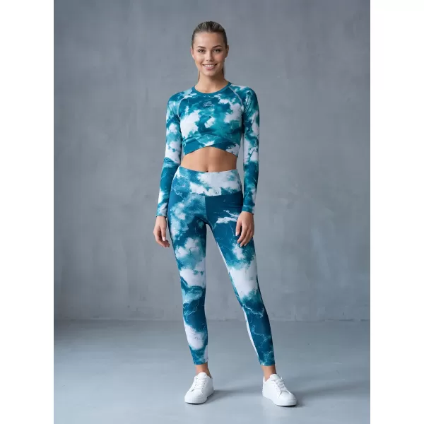  Dámské legíny nad kolena premium ALTISPORT VOJ/ALW066LEG02 ZELENOMODRÁ 