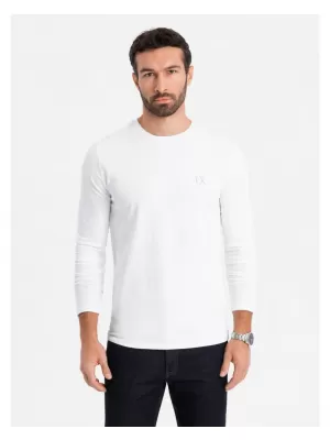 Pánské triko OMBRE OM-LSBC-0124 WHITE