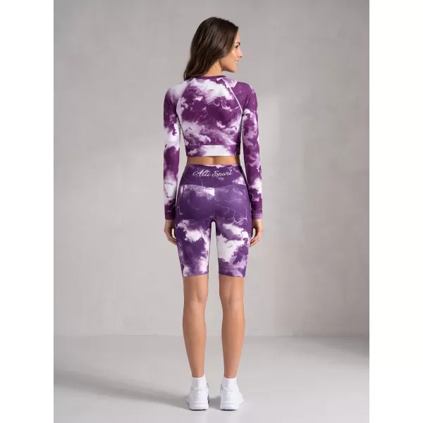  Dámské legíny nad kolena premium ALTISPORT VOJ/ALW066LEG02 BÍLOFIALOVÁ 