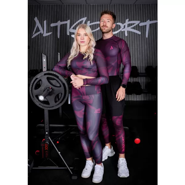  Pánské sportovní legíny dlouhé premium ALTISPORT VOJ/ALM072LEG01 WINE-RED 