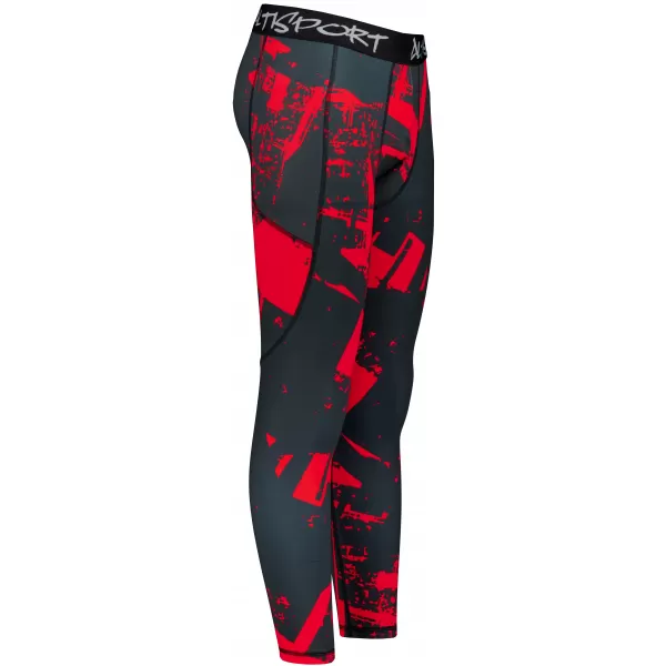 Pánské sportovní legíny dlouhé premium ALTISPORT VOJ/ALM079LEG01 ČERNOČERVENÁ 