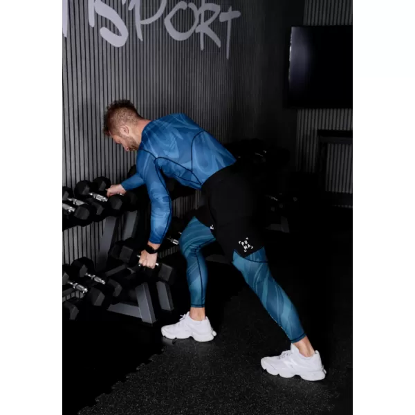  Pánské sportovní legíny dlouhé premium ALTISPORT VOJ/ALM072LEG01 PETROLEJOVÁ 