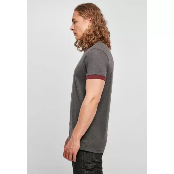  Pánské triko BY BASIC BB022 CHARCOAL/CHERRY 