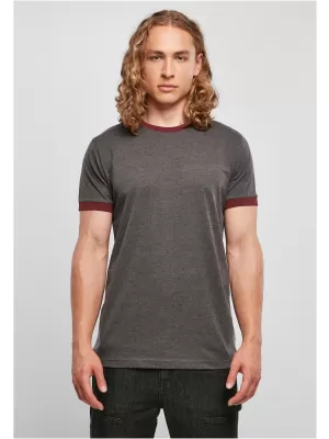 Pánské triko BY BASIC BB022 CHARCOAL/CHERRY