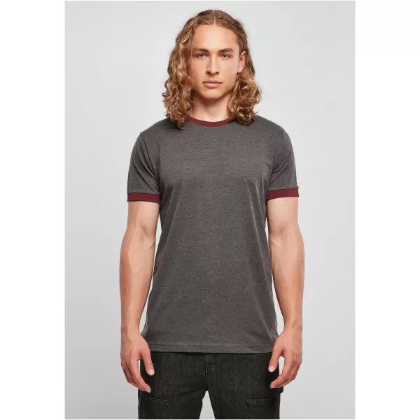  Pánské triko BY BASIC BB022 CHARCOAL/CHERRY 