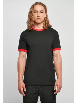 Pánské triko BY BASIC BB022 BLACK/CITY RED