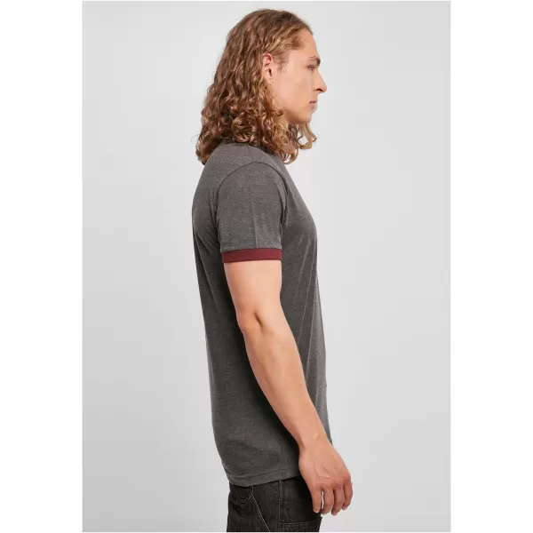  Pánské triko BY BASIC BB022 CHARCOAL/CHERRY 