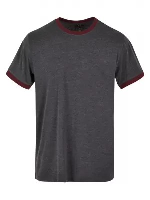Pánské triko BY BASIC BB022 CHARCOAL/CHERRY