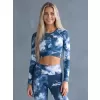 Dámský funkční crop top s dlouhým rukávem premium ALTISPORT VOJ/ALW066TR04 TMAVĚ MODRÁ