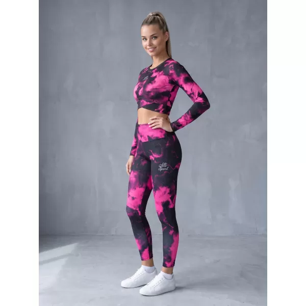  Dámský funkční crop top s dlouhým rukávem premium ALTISPORT VOJ/ALW066TR04 ČERNORŮŽOVÁ 