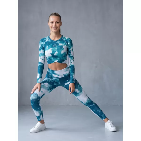  Dámský funkční crop top s dlouhým rukávem premium ALTISPORT VOJ/ALW066TR04 ZELENOMODRÁ 