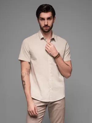 Pánská košile OMBRE OM-SHSS-0168 BEIGE