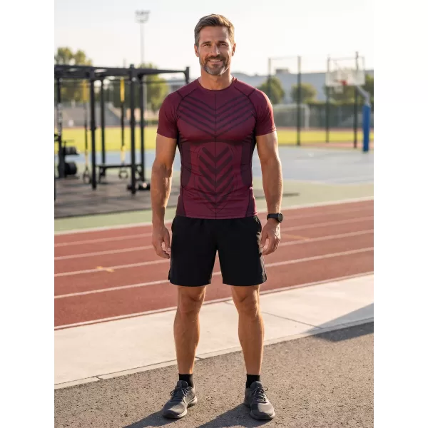  Pánské funkční kompresní triko s krátkým rukávem premium ALTISPORT VOJ/ALM095TR04 WINE-RED 
