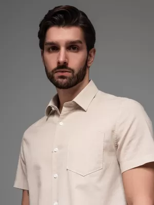 Pánská košile OMBRE OM-SHSS-0168 BEIGE