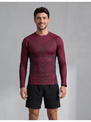 Pánské funkční kompresní tričko s dlouhým rukávem premium ALTISPORT VOJ/ALM095TR03 WINE-RED