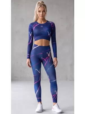 Dámský funkční crop top s dlouhým rukávem premium ALTISPORT VOJ/ALW082TR04 TMAVĚ MODRÁ