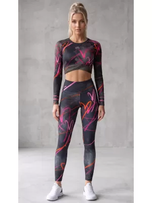 Dámský funkční crop top s dlouhým rukávem premium ALTISPORT VOJ/ALW082TR04 ČERNÁ