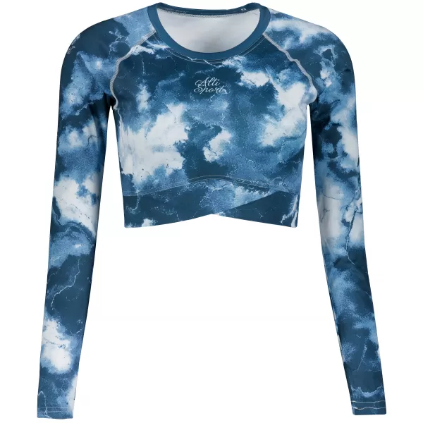  Dámský funkční crop top s dlouhým rukávem premium ALTISPORT VOJ/ALW066TR04 TMAVĚ MODRÁ 
