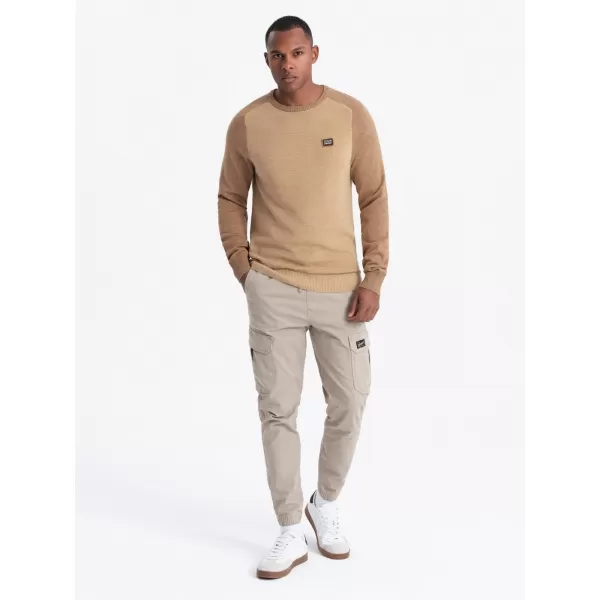  Pánský svetr OMBRE OM-SWSW-0121 BROWN 