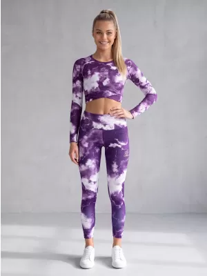 Dámský funkční crop top s dlouhým rukávem premium ALTISPORT VOJ/ALW066TR04 BÍLOFIALOVÁ