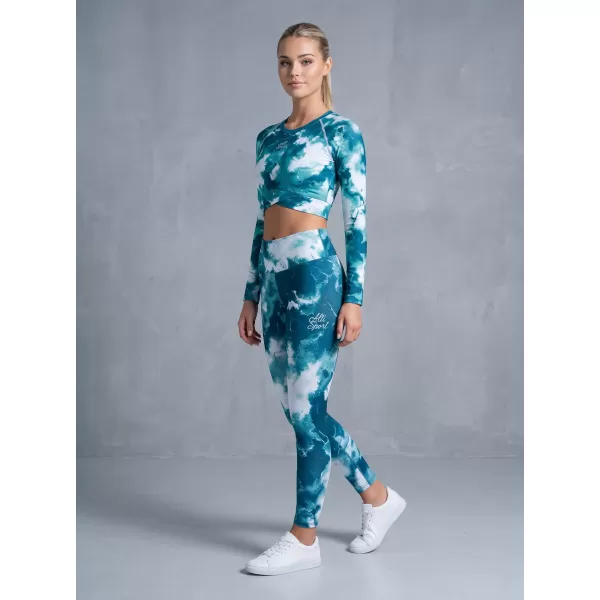  Dámský funkční crop top s dlouhým rukávem premium ALTISPORT VOJ/ALW066TR04 ZELENOMODRÁ 