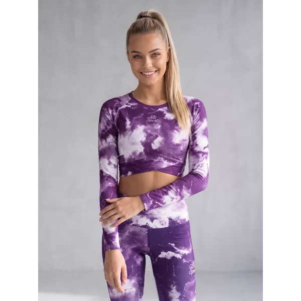  Dámský funkční crop top s dlouhým rukávem premium ALTISPORT VOJ/ALW066TR04 BÍLOFIALOVÁ 