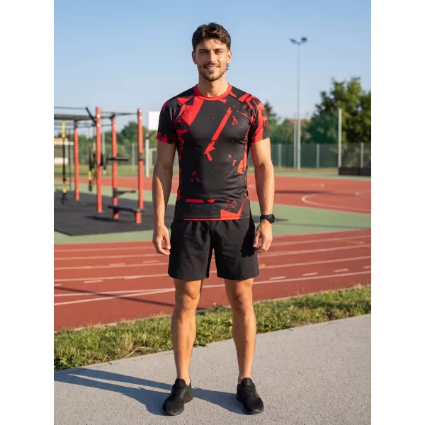  Pánské funkční kompresní triko s krátkým rukávem premium ALTISPORT VOJ/ALM079TR04 ČERNOČERVENÁ 