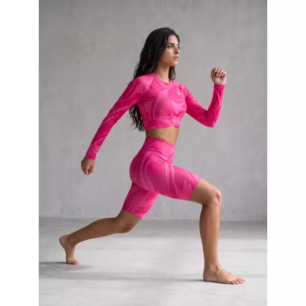  Dámský funkční crop top s dlouhým rukávem premium ALTISPORT VOJ/ALW072TR04 HOT-PINK 