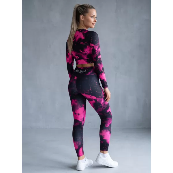  Dámský funkční crop top s dlouhým rukávem premium ALTISPORT VOJ/ALW066TR04 ČERNORŮŽOVÁ 