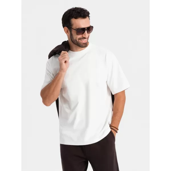  Pánské triko OMBRE OM-TSBC-0234 CREAM 