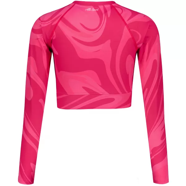  Dámský funkční crop top s dlouhým rukávem premium ALTISPORT VOJ/ALW072TR04 HOT-PINK 