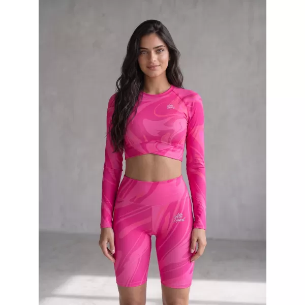  Dámský funkční crop top s dlouhým rukávem premium ALTISPORT VOJ/ALW072TR04 HOT-PINK 