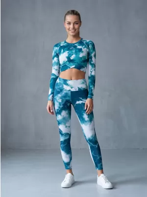Dámský funkční crop top s dlouhým rukávem premium ALTISPORT VOJ/ALW066TR04 ZELENOMODRÁ