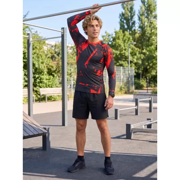  Pánské funkční kompresní tričko s dlouhým rukávem premium ALTISPORT VOJ/ALM079TR03 ČERNOČERVENÁ 
