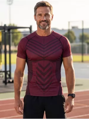 Pánské funkční kompresní triko s krátkým rukávem premium ALTISPORT VOJ/ALM095TR04 WINE-RED